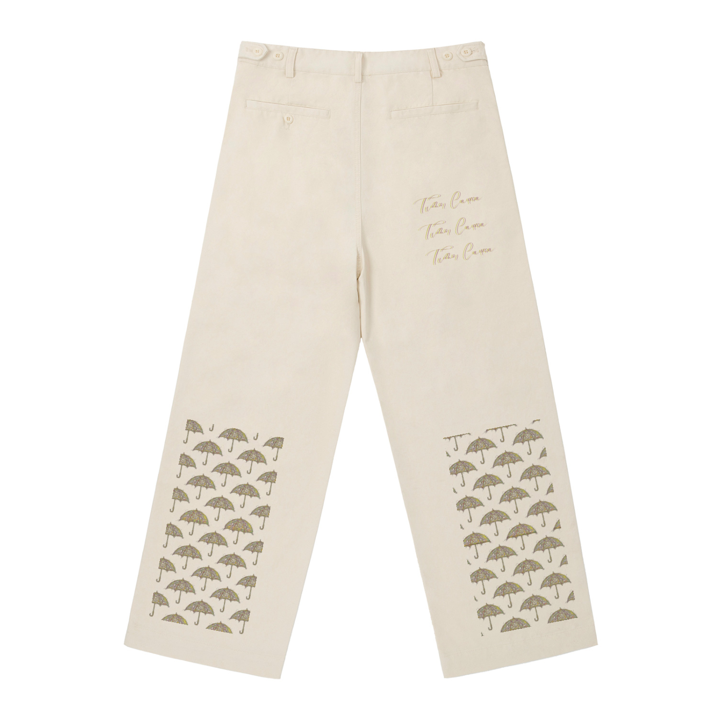 Umbrella Motif Straight-Leg Pleated Trousers