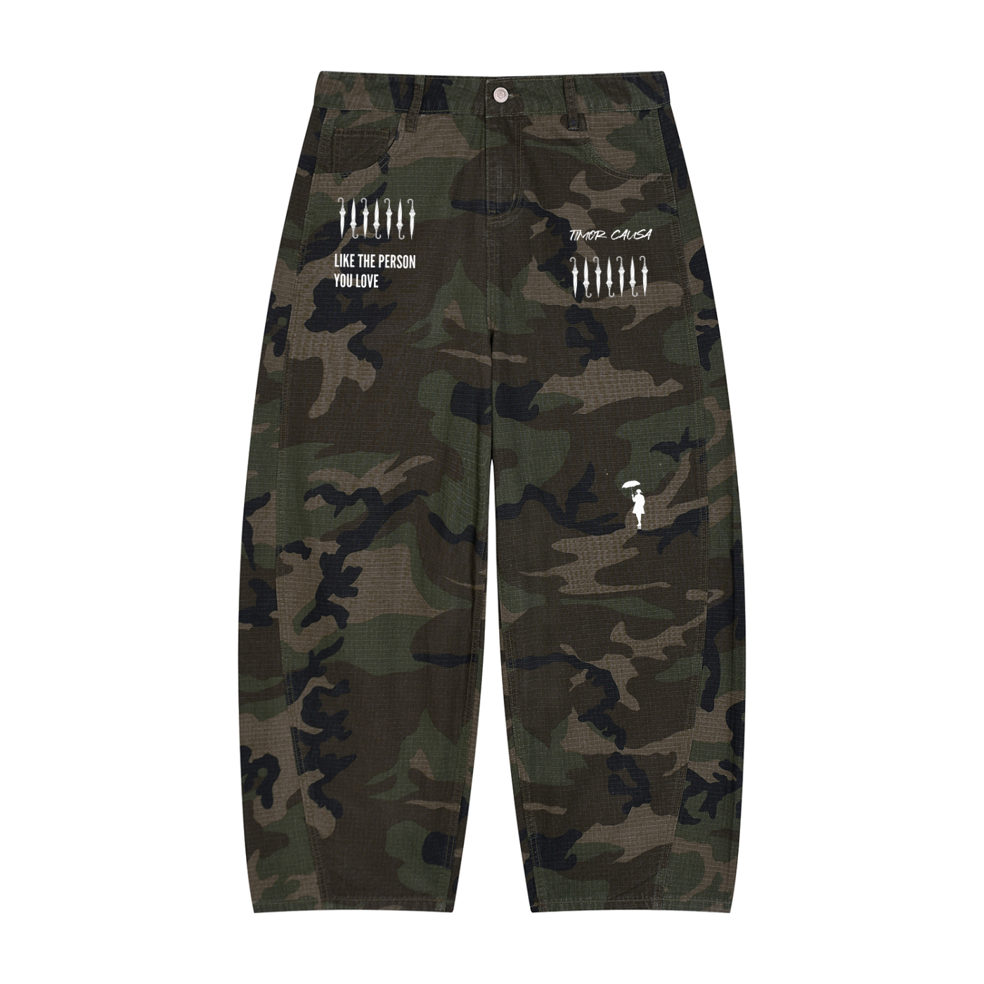 Men’s Camo Barrel Leg Cargo Pants