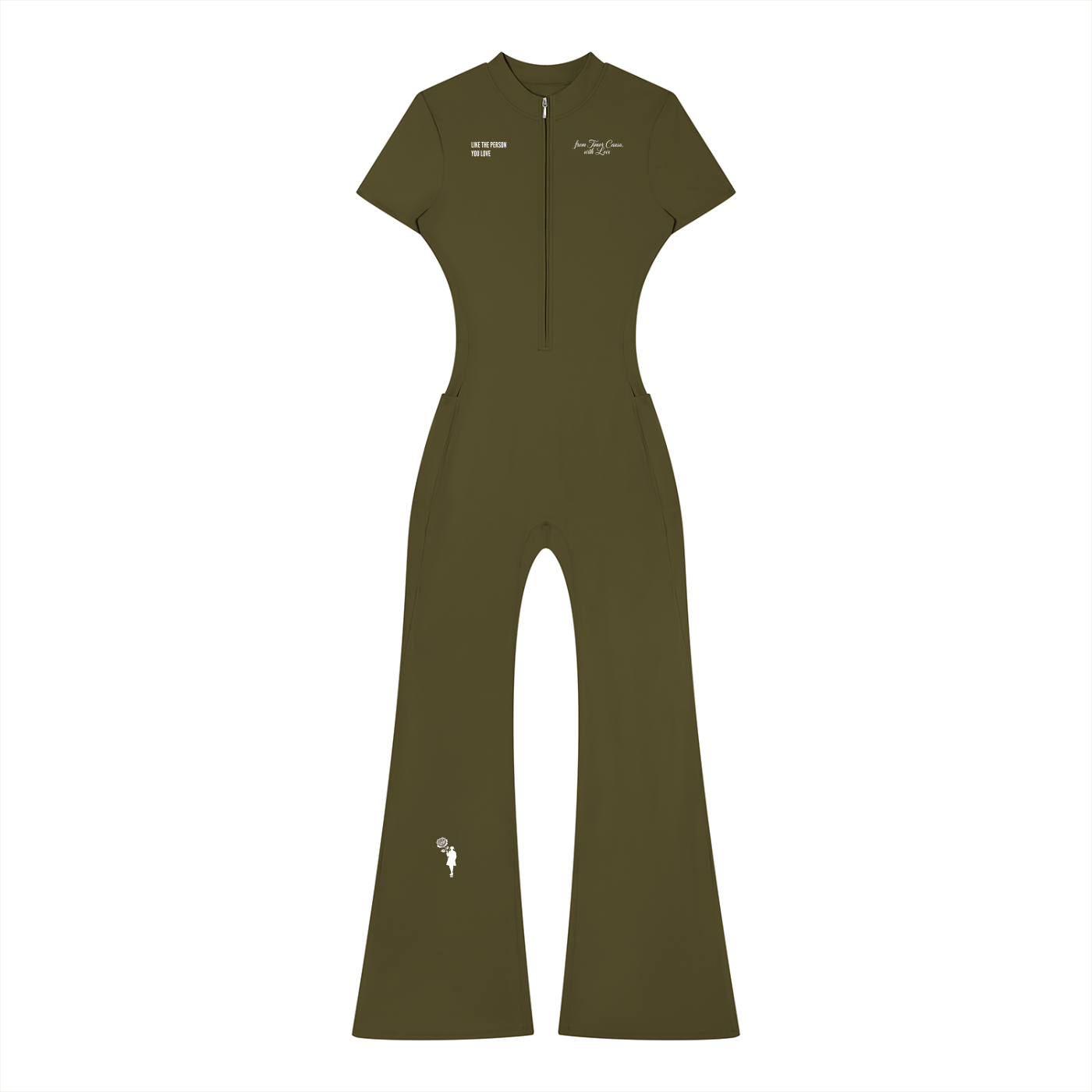 Women’s Tight Flared Leg Quarter-Zip Jumpsuit
