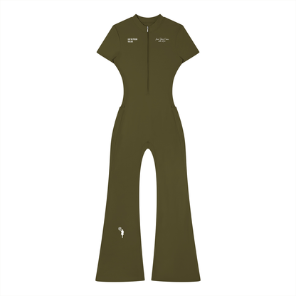 Women’s Tight Flared Leg Quarter-Zip Jumpsuit