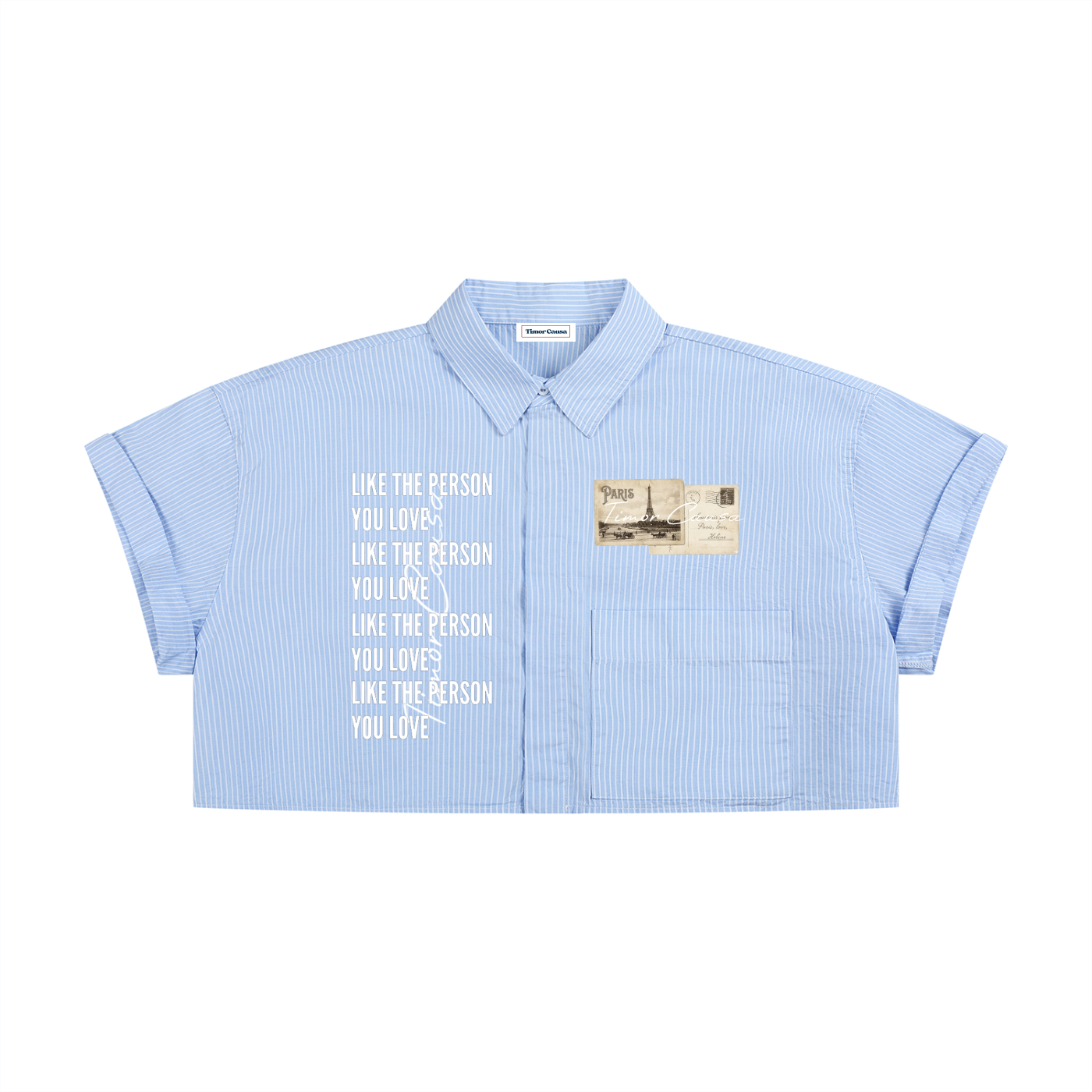 The Parisian Correspondence Striped Cropped Button Down