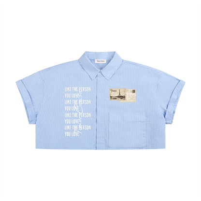 The Parisian Correspondence Striped Cropped Button Down