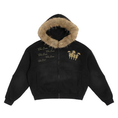 Sanctuary Scribble-Art Fur Bomber