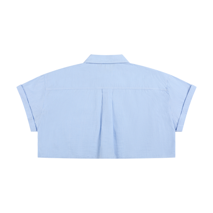 The Parisian Correspondence Striped Cropped Button Down