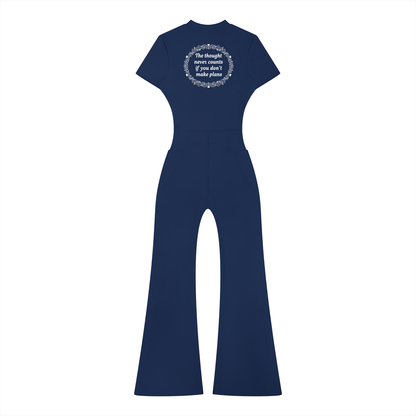Women’s Tight Flared Leg Quarter-Zip Jumpsuit