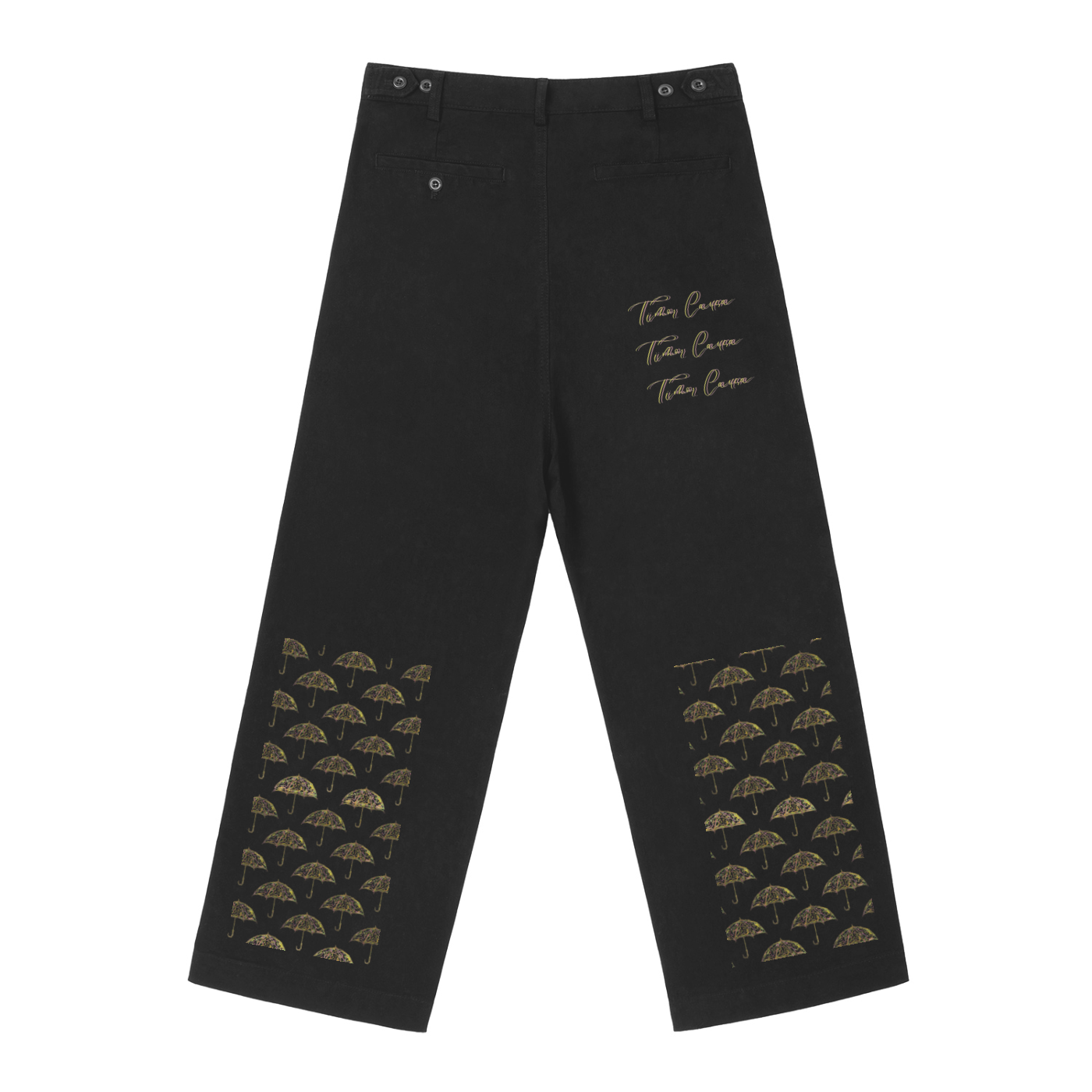 Umbrella Motif Straight-Leg Pleated Trousers