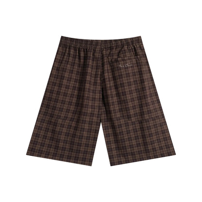 GloPlaid Unisex Track Shorts (Cocoa Plaid)