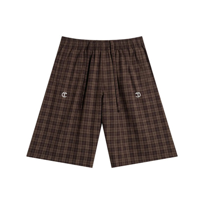 GloPlaid Unisex Track Shorts (Cocoa Plaid)
