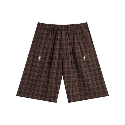GloPlaid Unisex Track Shorts (Cocoa Plaid)