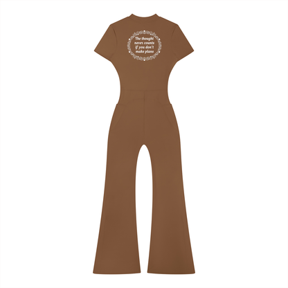 Women’s Tight Flared Leg Quarter-Zip Jumpsuit