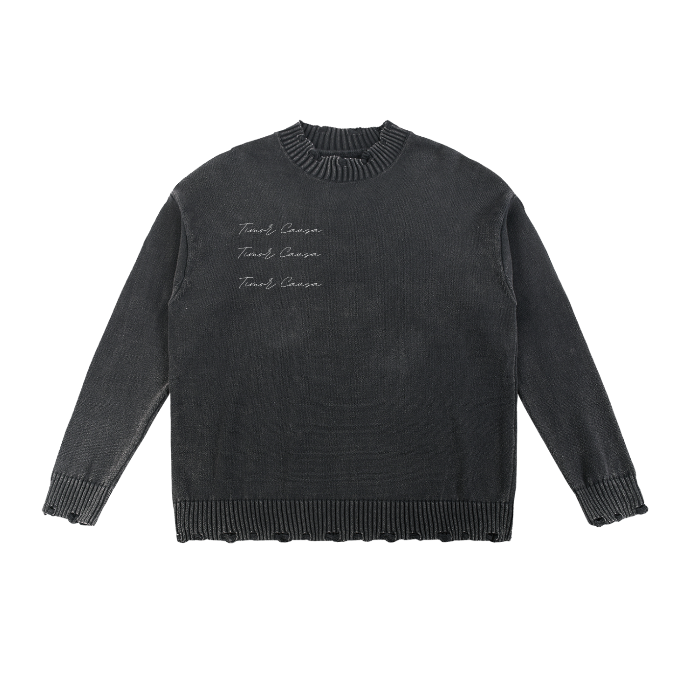 Distressed Shadow Figures Knit Sweater