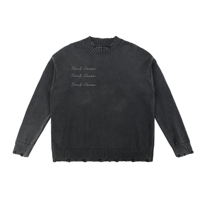 Distressed Shadow Figures Knit Sweater