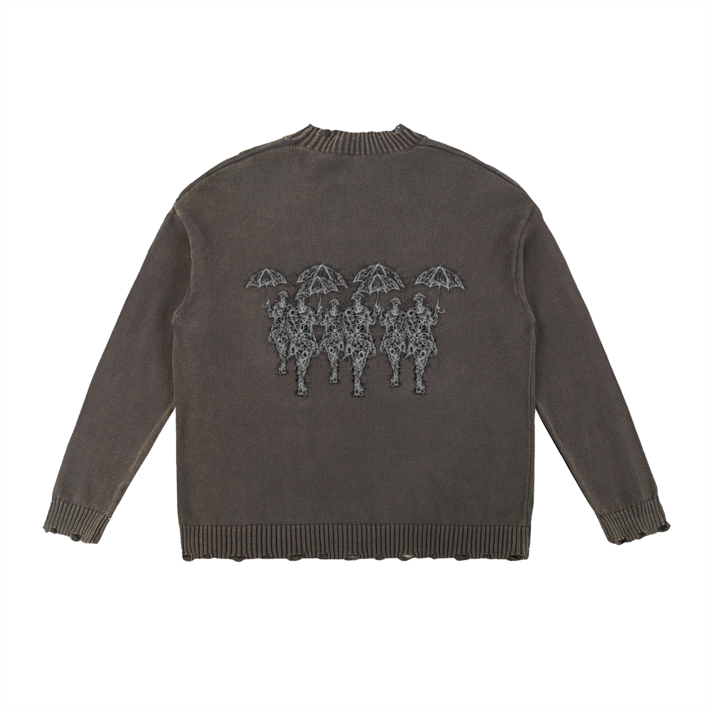 Distressed Shadow Figures Knit Sweater