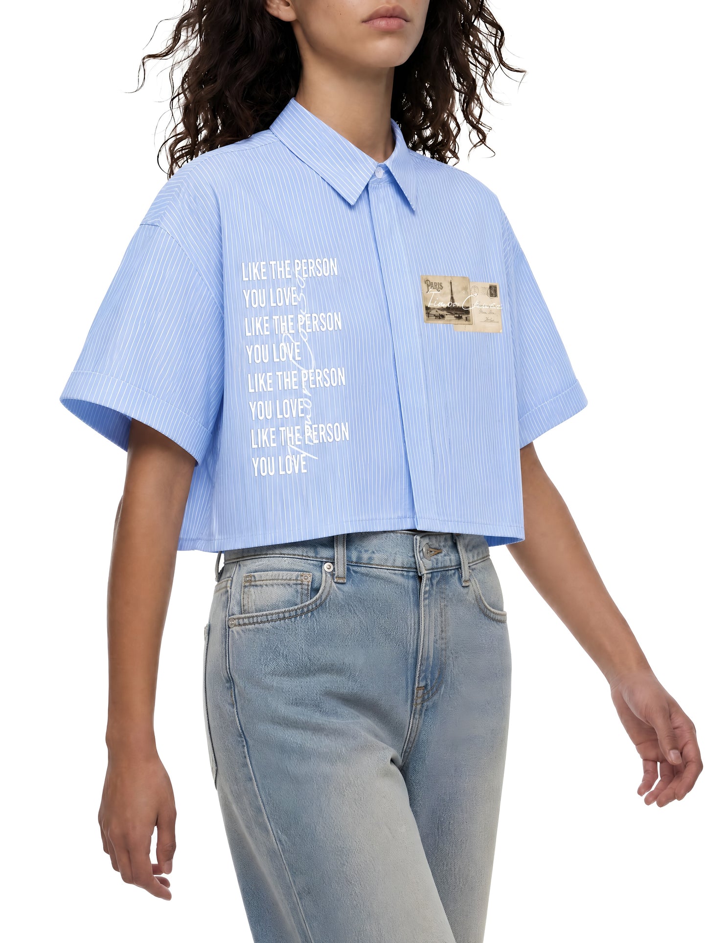 The Parisian Correspondence Striped Cropped Button Down