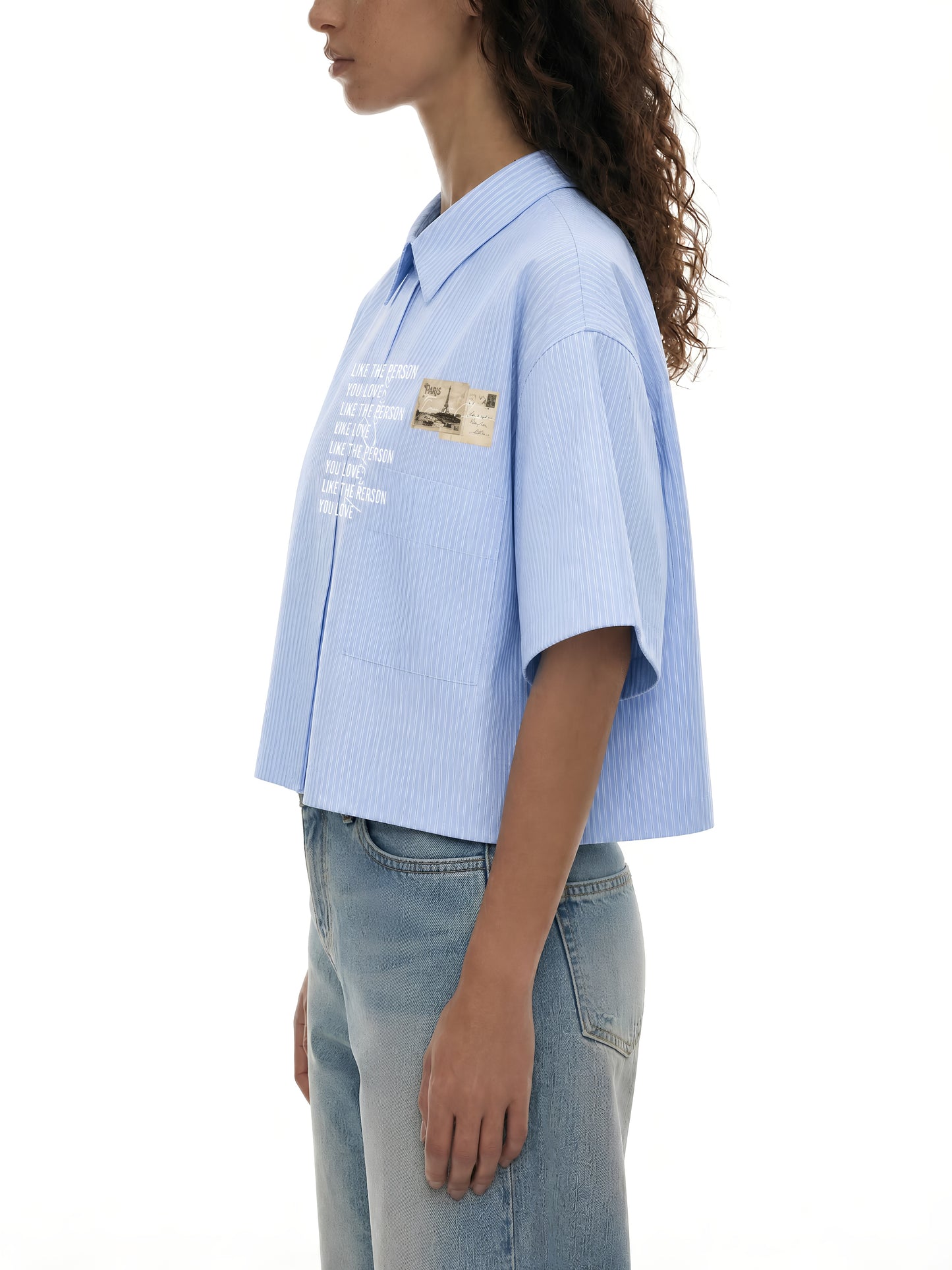 The Parisian Correspondence Striped Cropped Button Down
