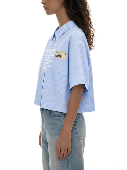 The Parisian Correspondence Striped Cropped Button Down