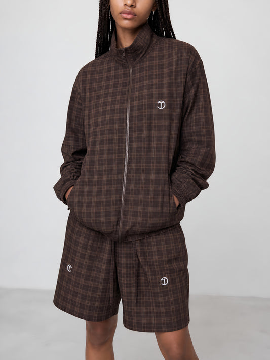 GloPlaid Unisex Track Shorts (Cocoa Plaid)