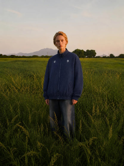 GloPlaid Track Jacket (Navy Pinstripe)