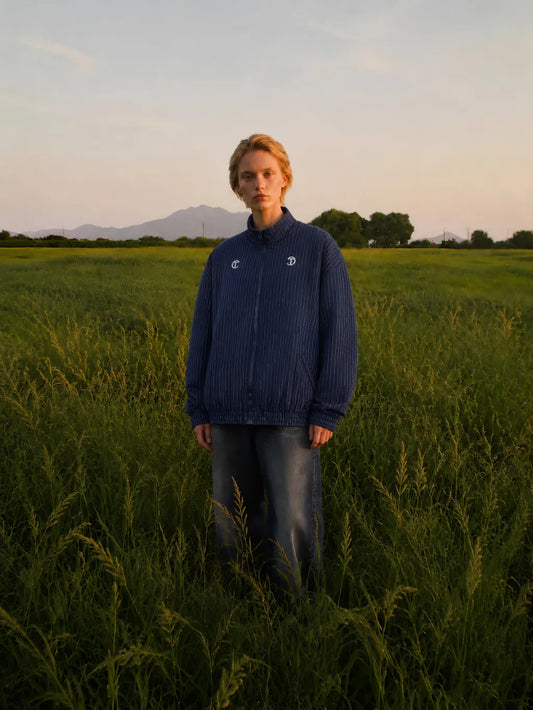 GloPlaid Track Jacket (Navy Pinstripe)