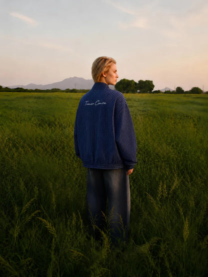GloPlaid Track Jacket (Navy Pinstripe)