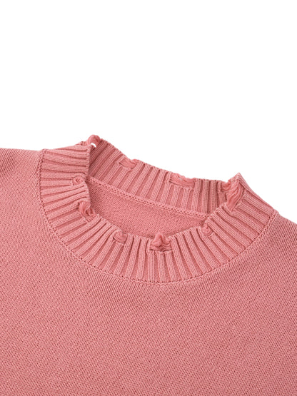 Distressed Shadow Figures Knit Sweater