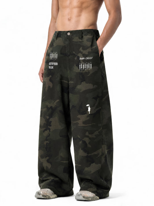 Men’s Camo Barrel Leg Cargo Pants